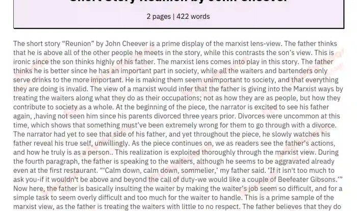 Reunion by john cheever analysis