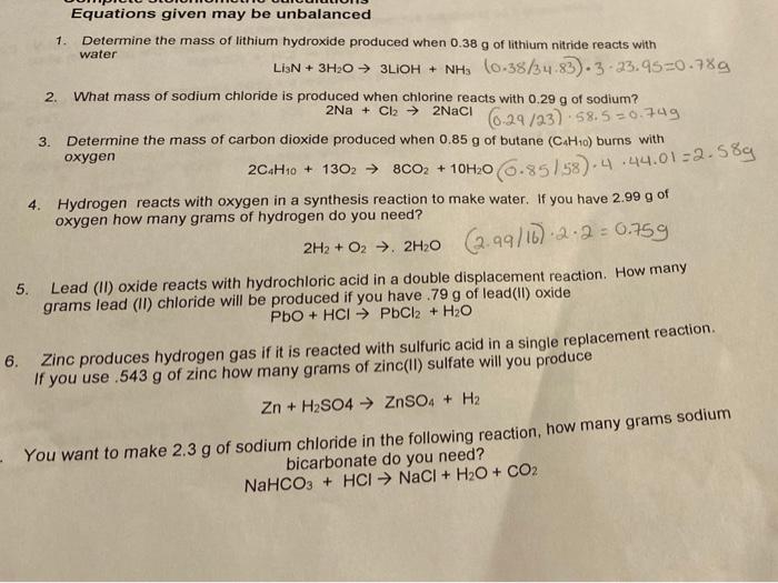 Determine the mass of lithium hydroxide produced when 0.38 g