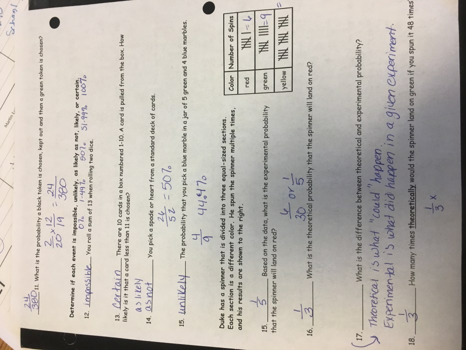 Unit 12 test study guide probability answer key