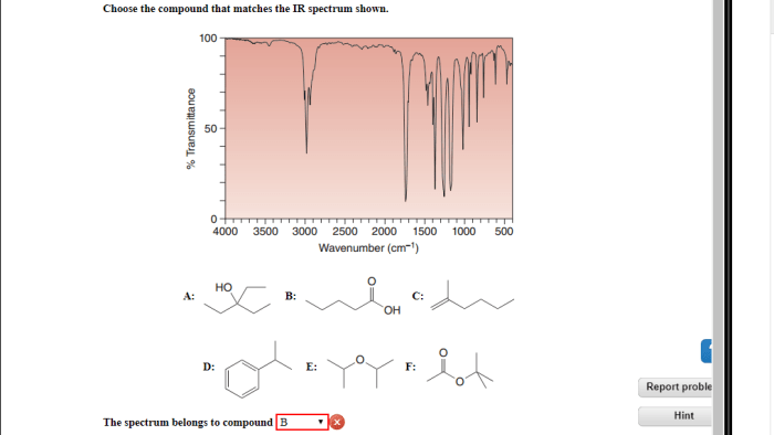 Answer box click spectrum compound ir matches shown choose choices display solved attempts problem been has